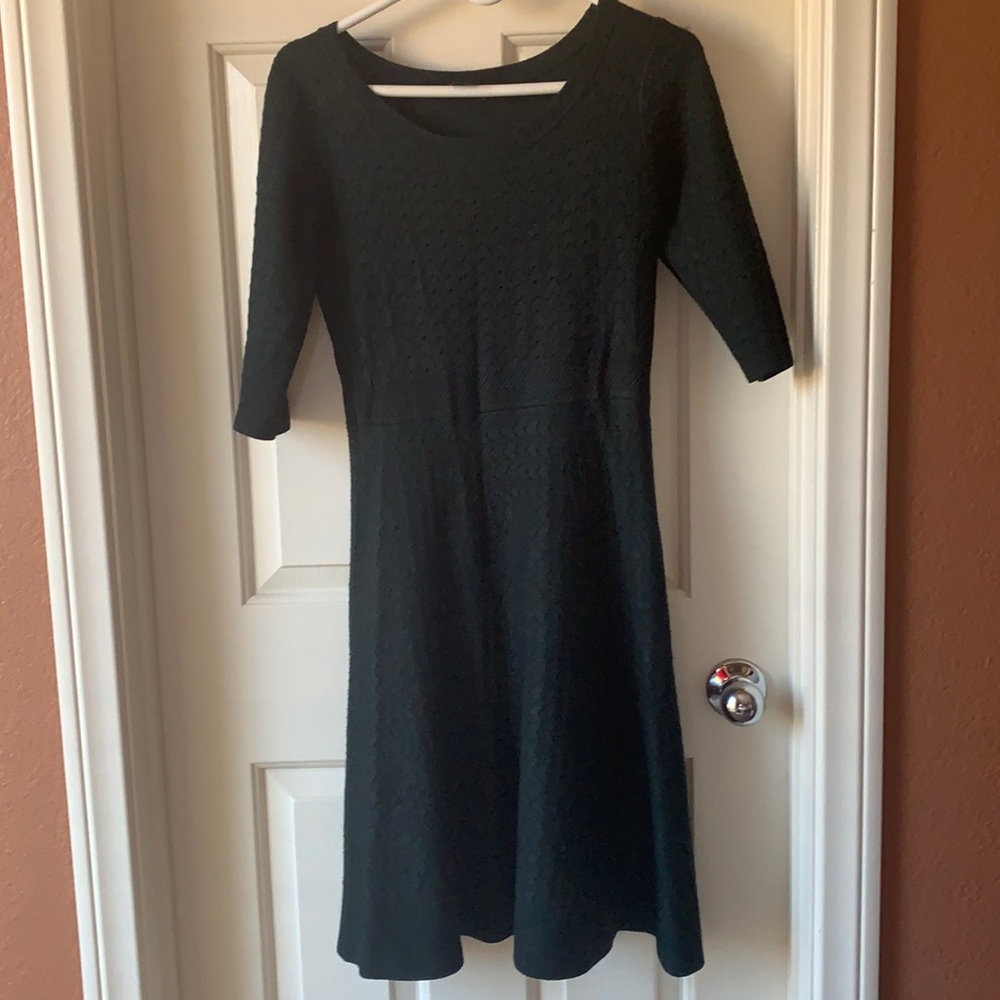 Dark Green Sweater Mid Dress